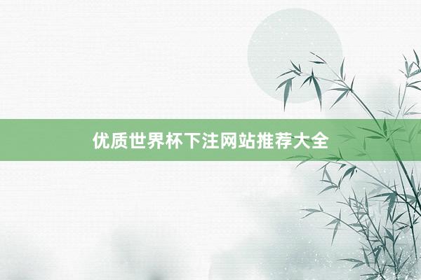 优质世界杯下注网站推荐大全