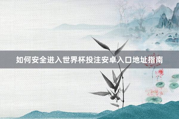 如何安全进入世界杯投注安卓入口地址指南
